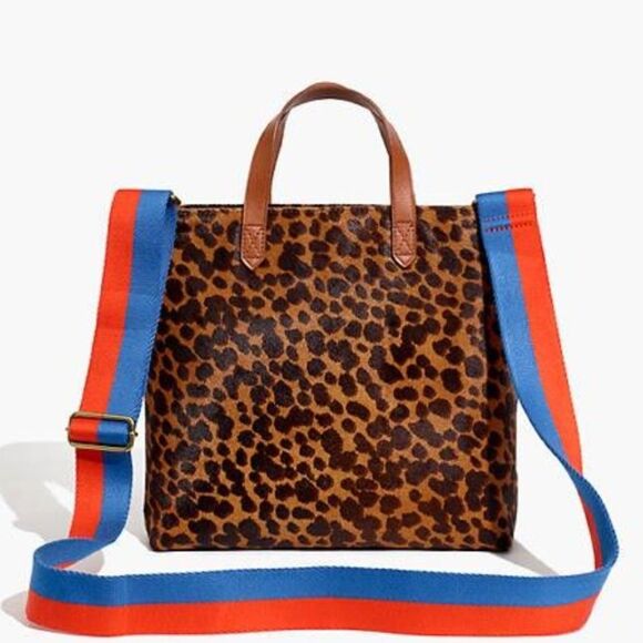 EUC Rare Madewell x Kule Zip-Top Transport Crossbody: Leopard Calf Hair Edition - Picture 1 of 9